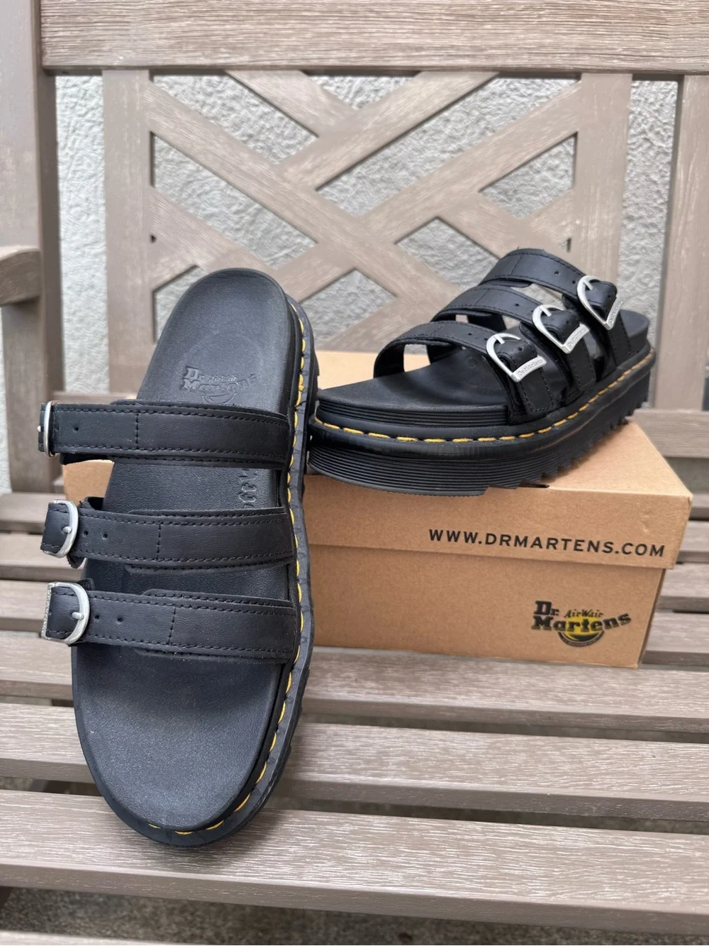 Dr. Martens Blaire Triple-Buckle Platform Slides - Picture 2 of 3